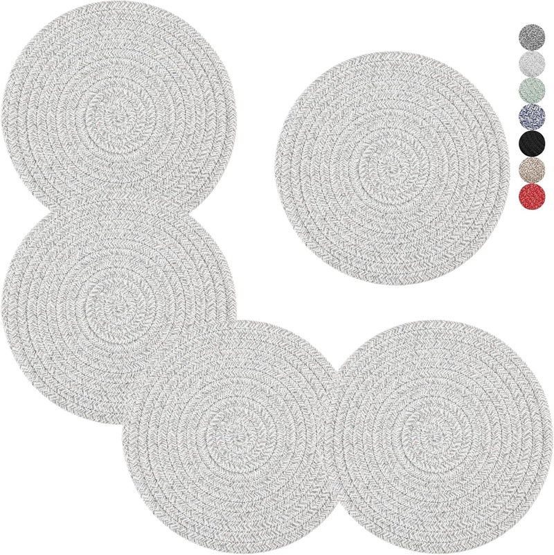 Cazzon Trivets for Hot Dishes, Pots and Pans, 8 Inches Hot Pads 5 Pcs, Pot Holders for Kitchen, Heat Resistant Mat Protect Counter, Coasters Set Home Essentials Farmhouse Decor (Gray) - Image 1