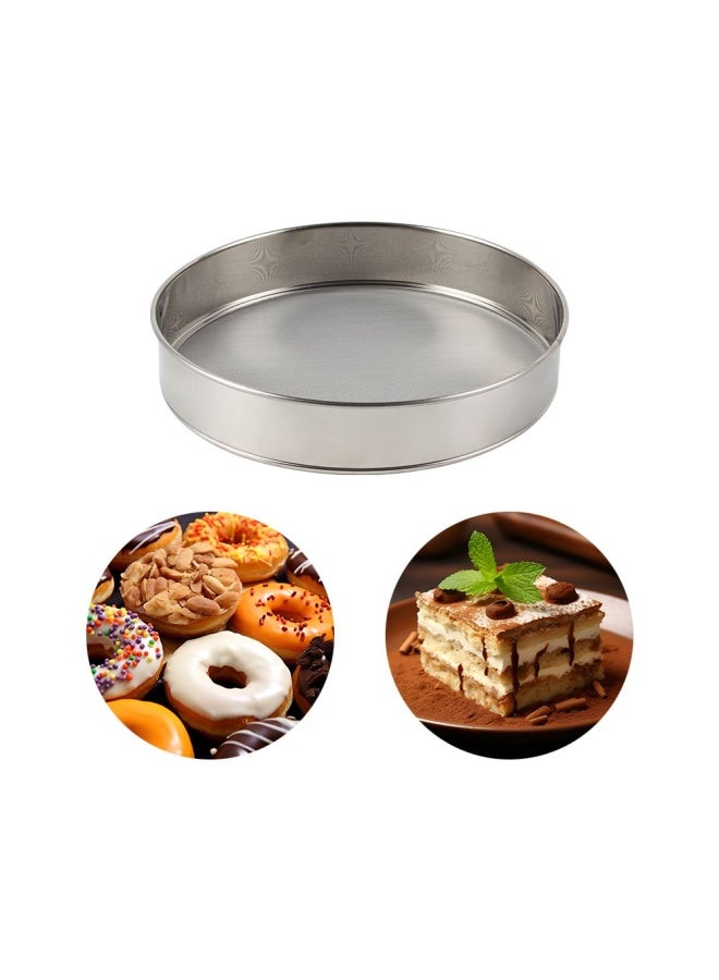 DANUBE HOME Jake 2-Piece Stainless Steel Flour Sifter Fine Mesh Round Flour Sifter Stainless Steel Fine Mesh Strainers for Baking Cake Bread Pies Pastries  25 x 24 x 5 Hcm 30 x 29 x 5 Hcm - Image 3