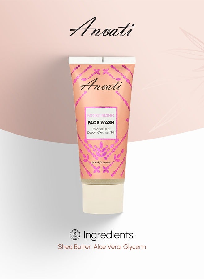 Anvati Moisturizing Face Wash - Deep Cleansing Face Wash for Makeup, Dirt, Oil - Hydrating Face Cleanser For All Skin Types – 200ml - Image 3
