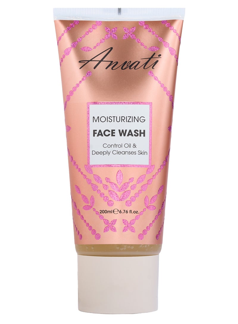 Anvati Moisturizing Face Wash - Deep Cleansing Face Wash for Makeup, Dirt, Oil - Hydrating Face Cleanser For All Skin Types – 200ml - Image 1