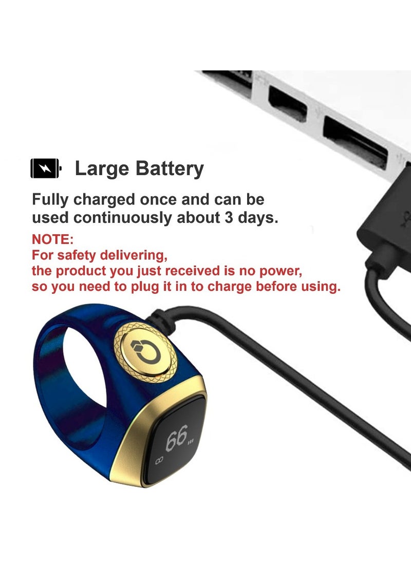 Generic - Prayer Smart Ring, Lucky Ring, Watch Ring, Smart Tasbih Beads Ring, with Prayer Counters, 5 Prayer Time Reminders, Prayer Direction Indicator Guide, Large Battery, OLED Display, Azan Alarm Clock, Ta - Image 1
