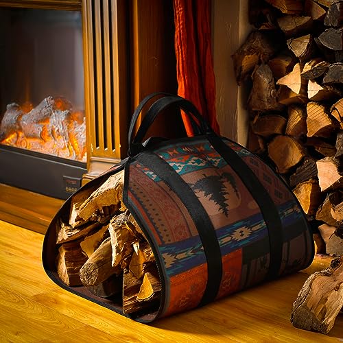Barydat Large Firewood Carrier with Handles 39 x 18 Inches Canvas Firewood Log Carrier Bag Heavy Duty Wood Holder for Fireplace Campfire Camping Wood Stove Accessories(Rustic) - Image 2