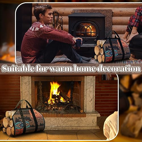 Barydat Large Firewood Carrier with Handles 39 x 18 Inches Canvas Firewood Log Carrier Bag Heavy Duty Wood Holder for Fireplace Campfire Camping Wood Stove Accessories(Rustic) - Image 4