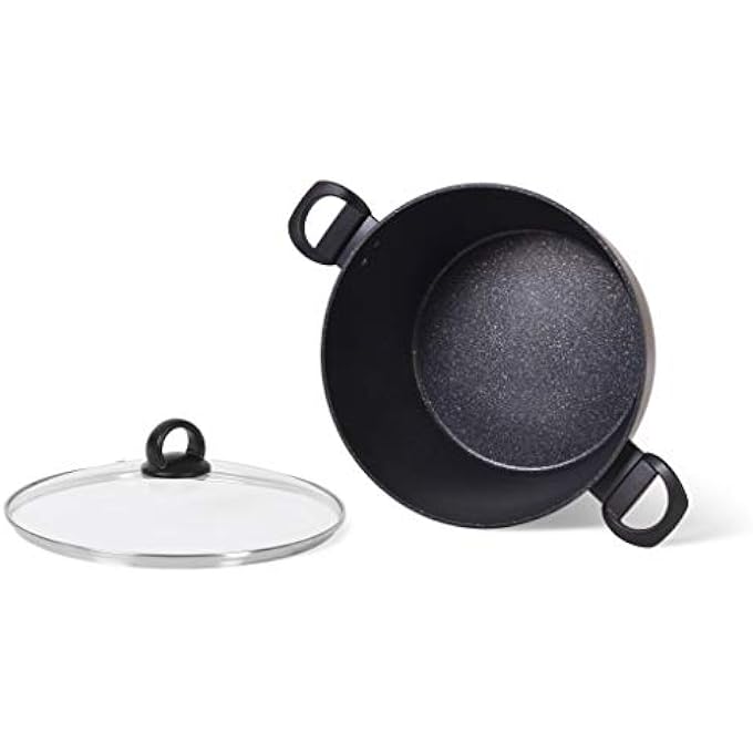 فيسمان قدر طهي ماجنا 28×14 سم، مصنوع من الألومنيوم مع طلاء غير لاصق، سعة 735 لتر، مع غطاء زجاجي، وعاء طهي متعدد الأغراض، وعاء صلصة، وعاء حساء، متعدد الطبقات ومتين للغاية - Image 2