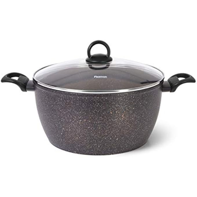 فيسمان قدر طهي ماجنا 28×14 سم، مصنوع من الألومنيوم مع طلاء غير لاصق، سعة 735 لتر، مع غطاء زجاجي، وعاء طهي متعدد الأغراض، وعاء صلصة، وعاء حساء، متعدد الطبقات ومتين للغاية - Image 1