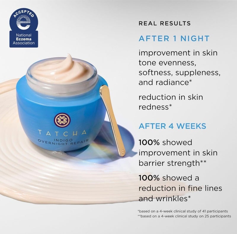 TATCHA Indigo Overnight Repair | Face Cream & Serum Treatment, Fragrance Free Night Cream, 50 ml | 1.7 oz - Image 2