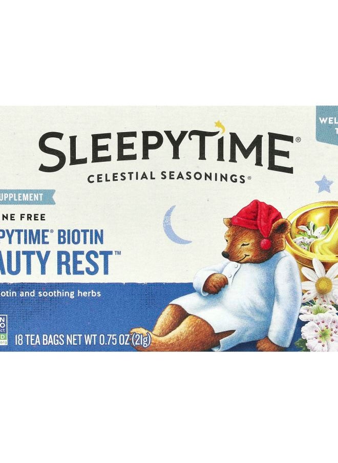 CELESTIAL SEASONINGS SleepyTime® Biotin Beauty Rest™ Caffeine Free  18 Tea Bags 0.75 oz (21 g) 