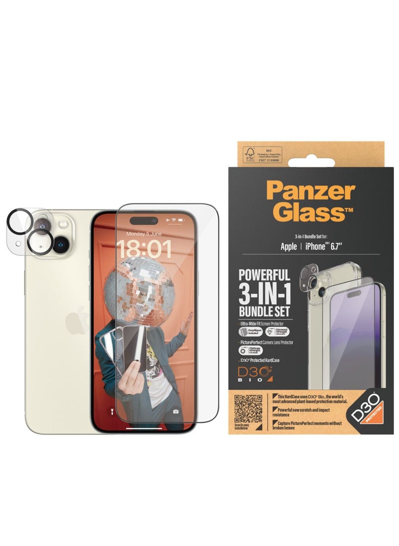 PanzerGlass - PanzerGlass iPhone 2023 6.7" | 360 Bundle with D3O® | Clear - Image 1