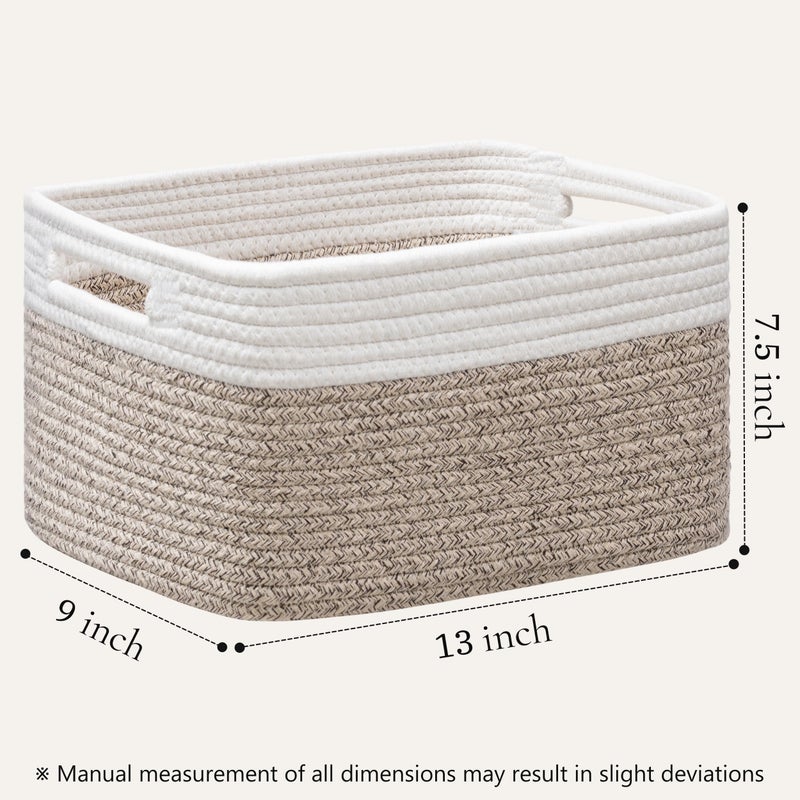 UBBCARE 4 Pack Storage Baskets for Shelves, Baskets for Organizing, Cube Shelf Storage Bin with Handles, Woven Storage Basket, 13"L x 9"W x 7.5"H, White&Light Brown - Image 2