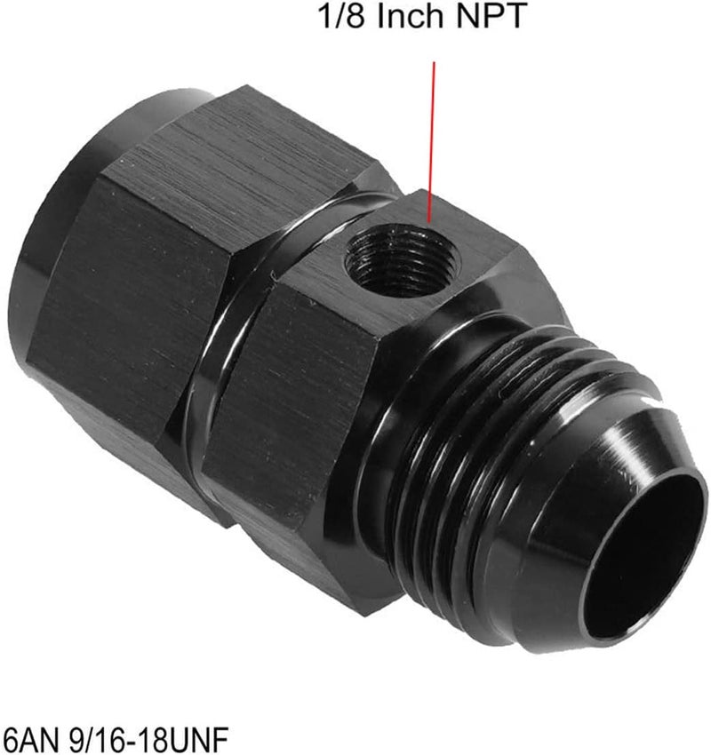 WedFeir 6AN Male to -6 Female Swivel Adapter with Gauge Port - Image 2