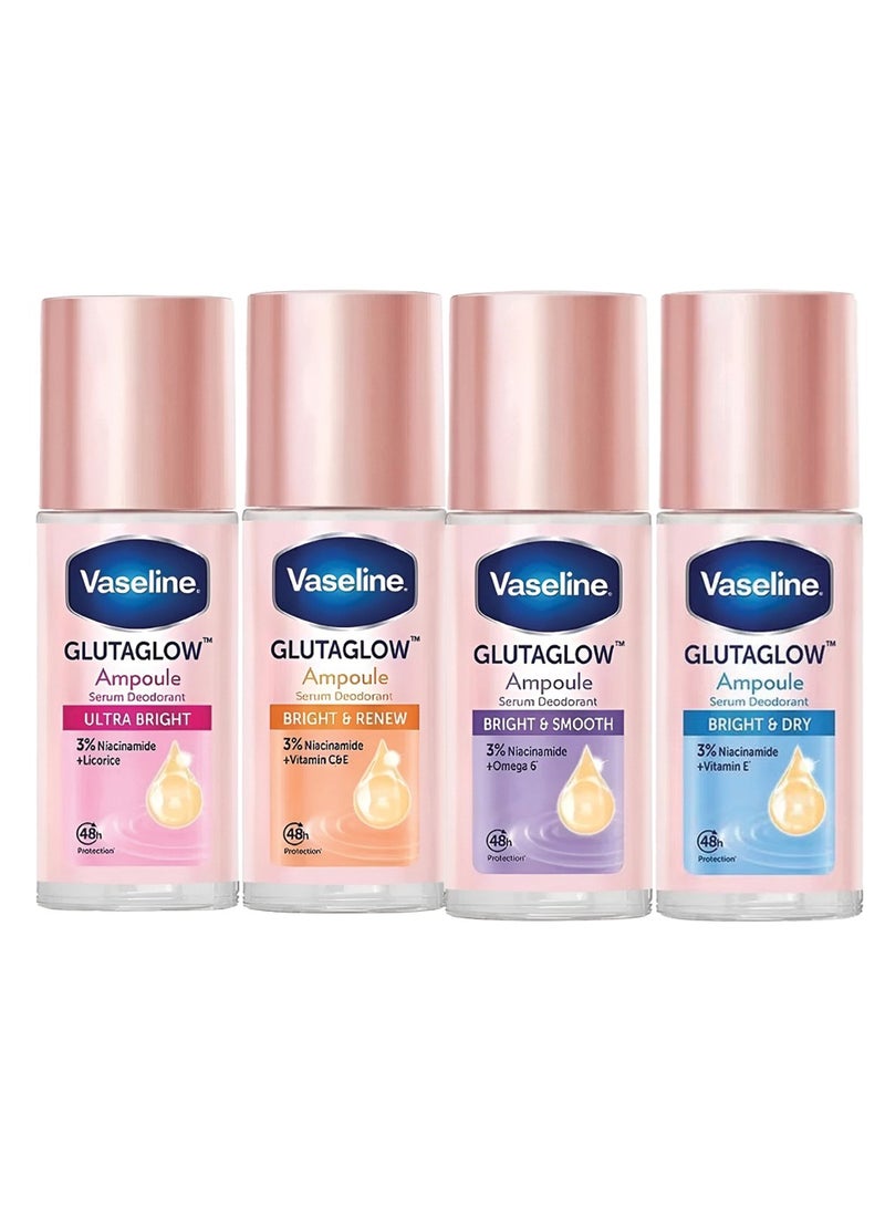 Vaseline Glutaglow Set of Ultra,Renew , Smooth and Dry Bright Ampoule Serum Deodorant each 45ml