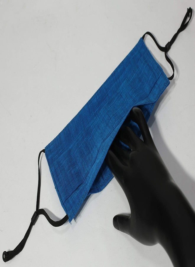 Touchstone anti pollution smog smoke cold cough protective cotton face mask Denim look Adjustable filter pocket nose bridge double layer reusable washable for men, women (Pack of 3). Yellow Sky Blue - Image 4