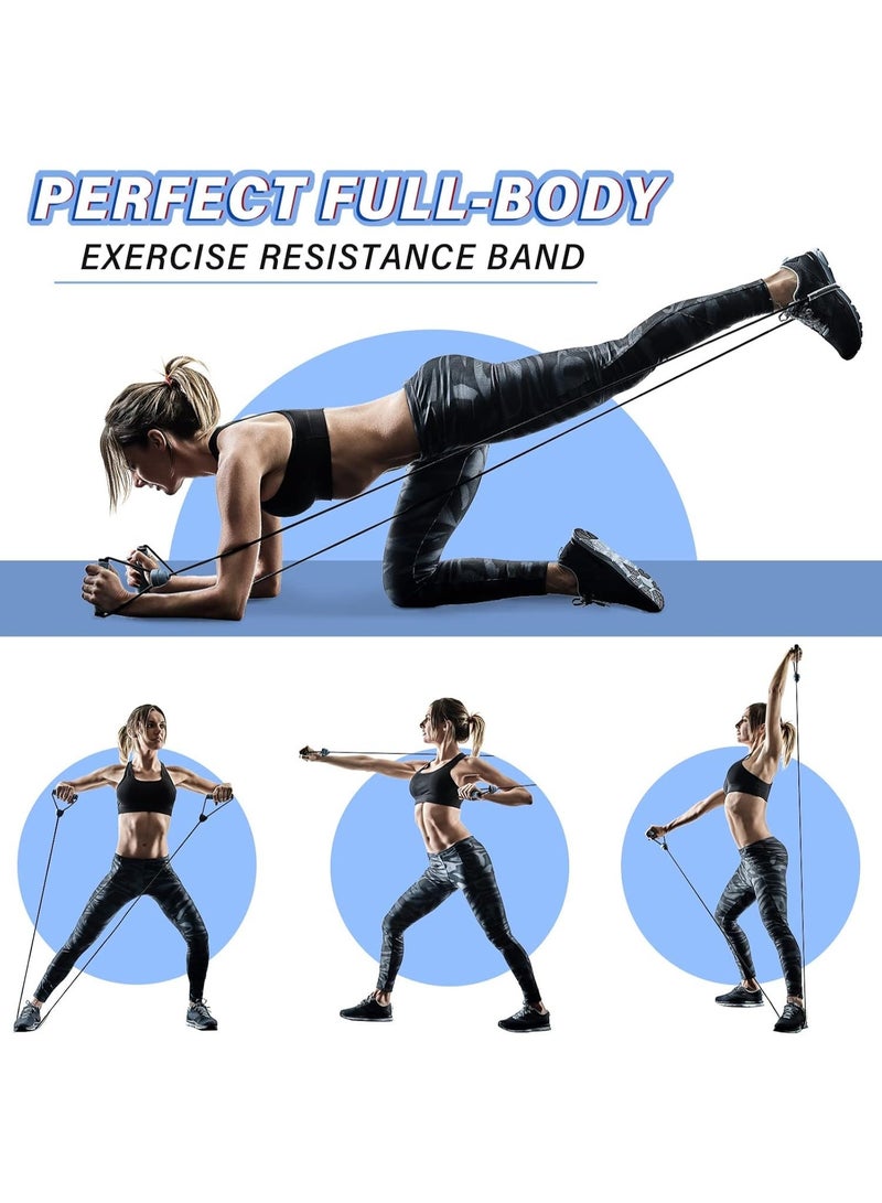 Multi-Functional Resistance Bands Set (5 Levels) – Adjustable Exercise Bands with Handles for Home Fitness, Rehabilitation, Stretching & Muscle Strengthening  Upgrade your home workouts with this versatile resistance band set, designed to deliver a full-body workout anytime and anywhere. Whether your goal is to build strength, tone muscles, improve flexibility, support rehabilitation, or lose weight, it is the perfect alternative to a home gym for all fitness levels.  The set includes 5 color-coded resistance bands with different tension levels, allowing you to easily adjust and customize your workout intensity. From beginners and seniors to professional athletes, these bands are ideal for strength training, yoga, Pilates, physical therapy, and stretching exercises. Use a single band or combine multiple bands to increase resistance as your fitness level improves.  Made from high-quality natural latex, the bands provide excellent elasticity, durability, and tear resistance. - Image 5