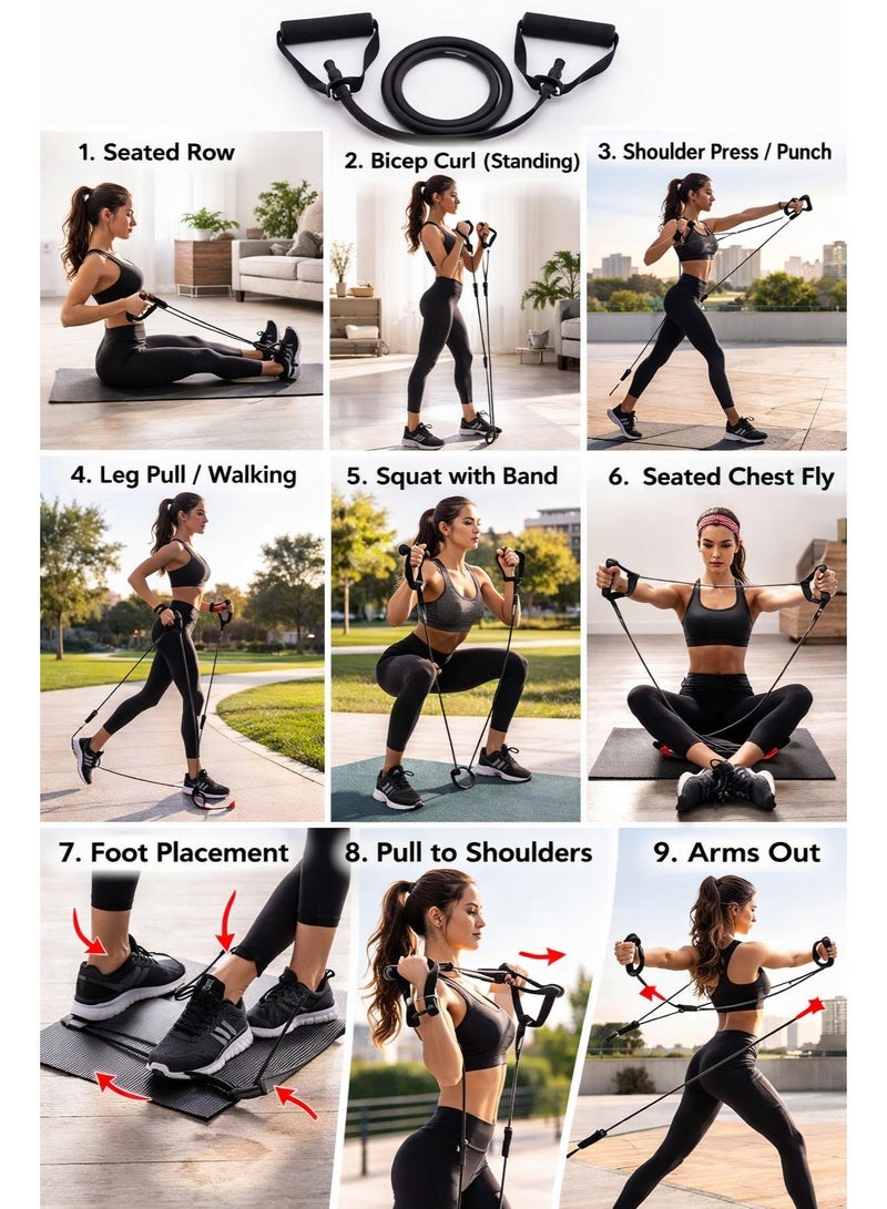 مجموعة أحزمة مقاومة متعددة الوظائف (5 مستويات) - حبل سحب قابل للتعديل بمقابض للياقة البدنية المنزلية، وإعادة التأهيل، وتمارين التمدد، وتقوية العضلات ارتقِ بتمارينك المنزلية مع هذه المجموعة من أحزمة المقاومة متعددة الوظائف، المصممة لتوفير تمرين شامل لكامل الجسم في أي وقت وأي مكان. سواء كان هدفك تقوية العضلات، أو شدّها، أو تحسين مرونتها، أو إعادة التأهيل، أو إنقاص الوزن،   هي البديل الأمثل لصالة رياضية منزلية لجميع مستويات اللياقة البدنية. تتضمن هذه المجموعة 5 أحزمة مقاومة مُرمّزة بالألوان بمستويات شد مختلفة، مما يسمح لك بتخصيص شدة التمرين بسهولة. من المبتدئين وكبار السن إلى الرياضيين المحترفين، هذه الأحزمة مثالية لتمارين القوة، واليوغا، والبيلاتس، والعلاج الطبيعي، وتمارين التمدد. استخدم حزامًا واحدًا أو اجمع عدة أحزمة لزيادة المقاومة مع تحسن لياقتك. مصنوعة من اللاتكس الطبيعي عالي الجودة، توفر الأحزمة مرونة ومتانة ومقاومة للتمزق ممتازة. تحافظ على شد ثابت خلال كل حركة، مما يساعدك على التدريب بأمان وفعالية. توفر المقابض الإسفنجية المريحة قبضة مريحة وغير قابلة للانزلاق - Image 5