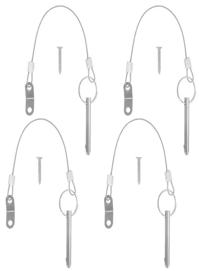 DanziX 4 Pack Quick Release Pin,DanziX Bimini Top Pin Diameter 1/4"(6.3mm),Total Length 2"(51mm),Effective Length 1.57"(40mm) with Lanyards Full 316 Stainless Steel Marine Hardware,Free Installation Screws - Image 1
