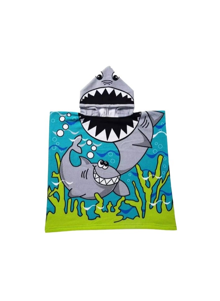 2 Pack Kids Bath Towels Ages 1-5, Kids Hooded Towel, Super Soft Microfiber Bath Towel, Bathrobe, Bath Caps for Boys and Girls for Swimming, Beach Vacation, Water Play, Pool, Dinosaur and Shark  - Image 3