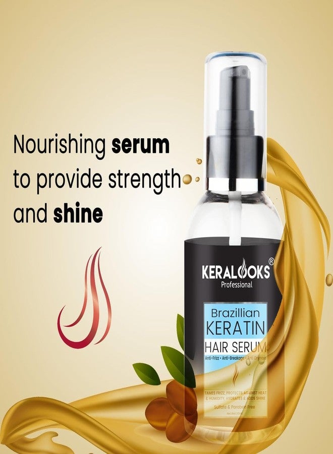 كيرالوكس بروفيشنال شامبو Keralooks professional® Keratin Repair الخالي من الكبريتات (500 مل)، ماسك الشعر البرازيلي (1000 مل) مع سيروم الشعر البرازيلي (110 مل) | للشعر الناعم والمعالج كيميائياً. - Image 4