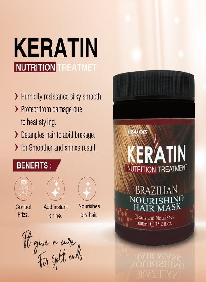 كيرالوكس بروفيشنال شامبو Keralooks professional® Keratin Repair الخالي من الكبريتات (500 مل)، ماسك الشعر البرازيلي (1000 مل) مع سيروم الشعر البرازيلي (110 مل) | للشعر الناعم والمعالج كيميائياً. - Image 3