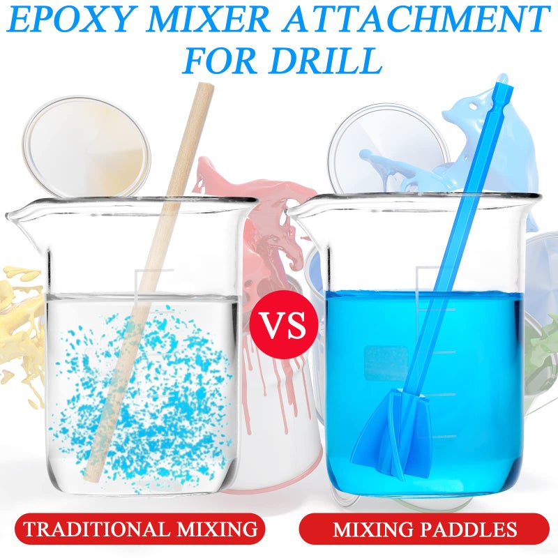 Lauwell 12 Pieces Epoxy Mixer Attachment for Drill Helix Paint Mixer Reusable Paint Stirrers Drill Attachment for Resin for Jewelry Resin Casting Molds (Red, Blue) - Image 5