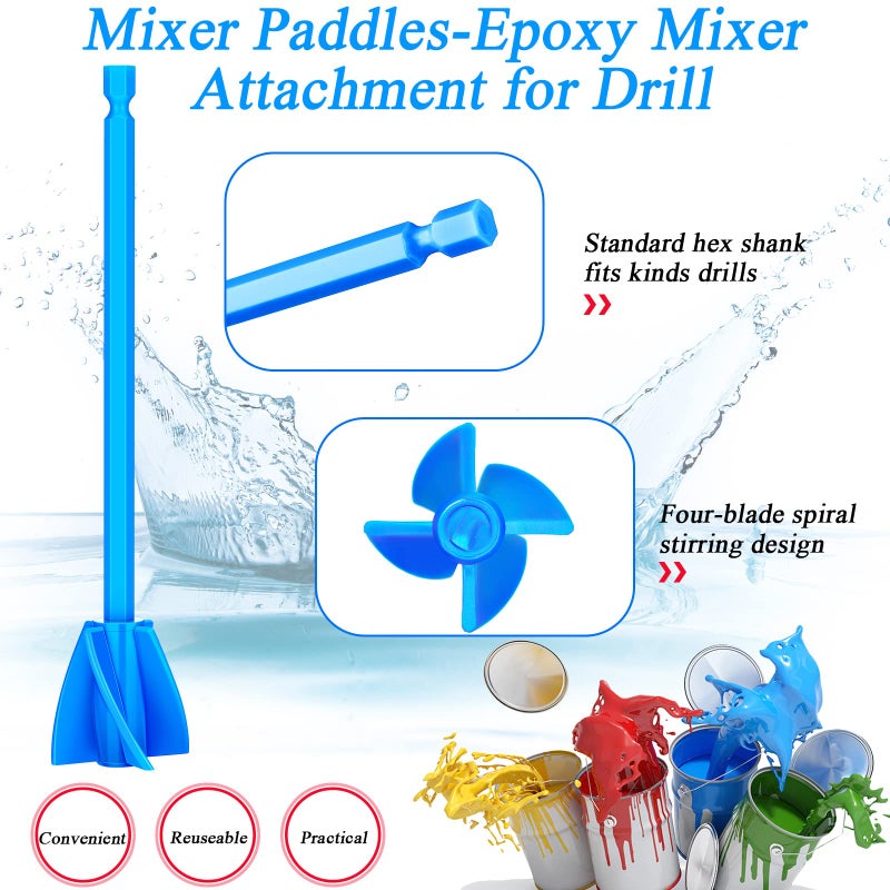 Lauwell 12 Pieces Epoxy Mixer Attachment for Drill Helix Paint Mixer Reusable Paint Stirrers Drill Attachment for Resin for Jewelry Resin Casting Molds (Red, Blue) - Image 3