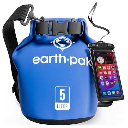 Earth Pak Waterproof Dry Bag - Roll Top Waterproof Backpack Sack Keeps Gear Dry for Kayak with Waterproof Phone Case - Image 1