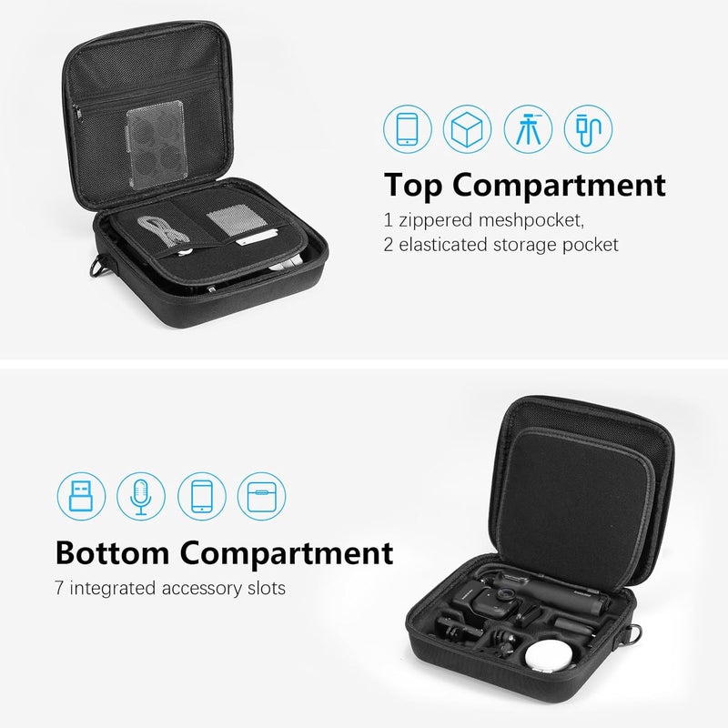 AMAZEAR Carry Case for Insta360 Go Ultra Accessories, Insta 360 Go-Ultra Portable Travel Bag with Shoulder Strap Hard Case for Protection, Organization, and Storage, Water-Resistance, Black - Image 3