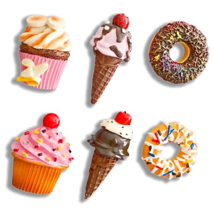 Bonilve 6 Pack Cute 3D Food Refrigerator Magnets  Assorted Dessert Shapes with 2 Ice Creams, 2 Muffins & 2 Chocolate Donuts | Funny Kitchen Decor for Home, Office & Refrigerator Decoration - Image 4