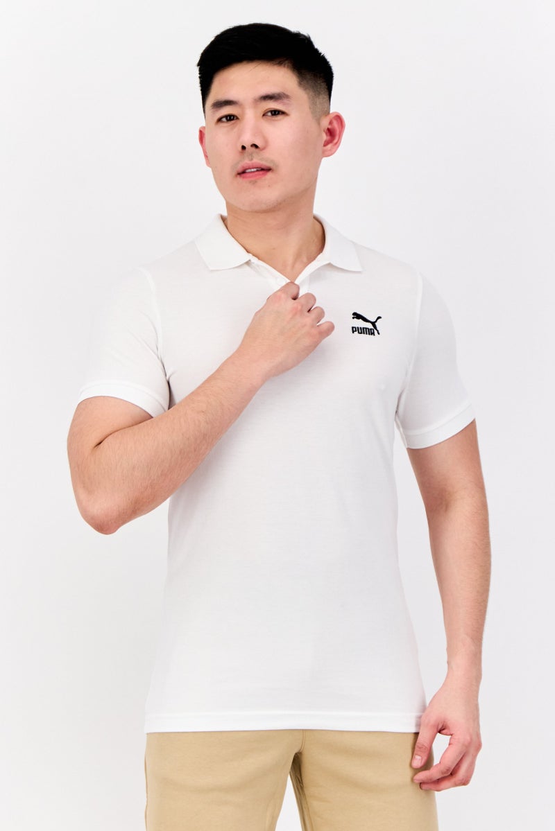 PUMA Men Sportswear Fit Embroidered Logo Short Sleeve Polo Shirt, White - Image 1