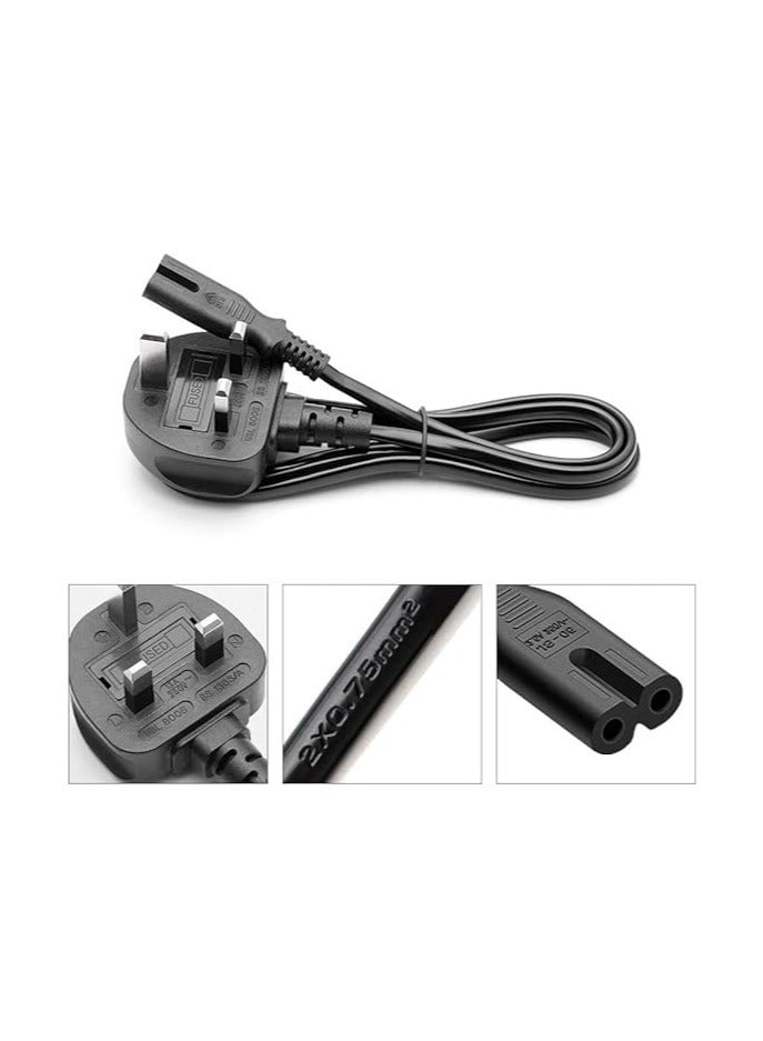 كابل طاقة 1 قطعة بطول 5 متر 3 دبابيس IEC/C7/مقبس المملكة المتحدة إلى موصل شكل 8 - Image 2