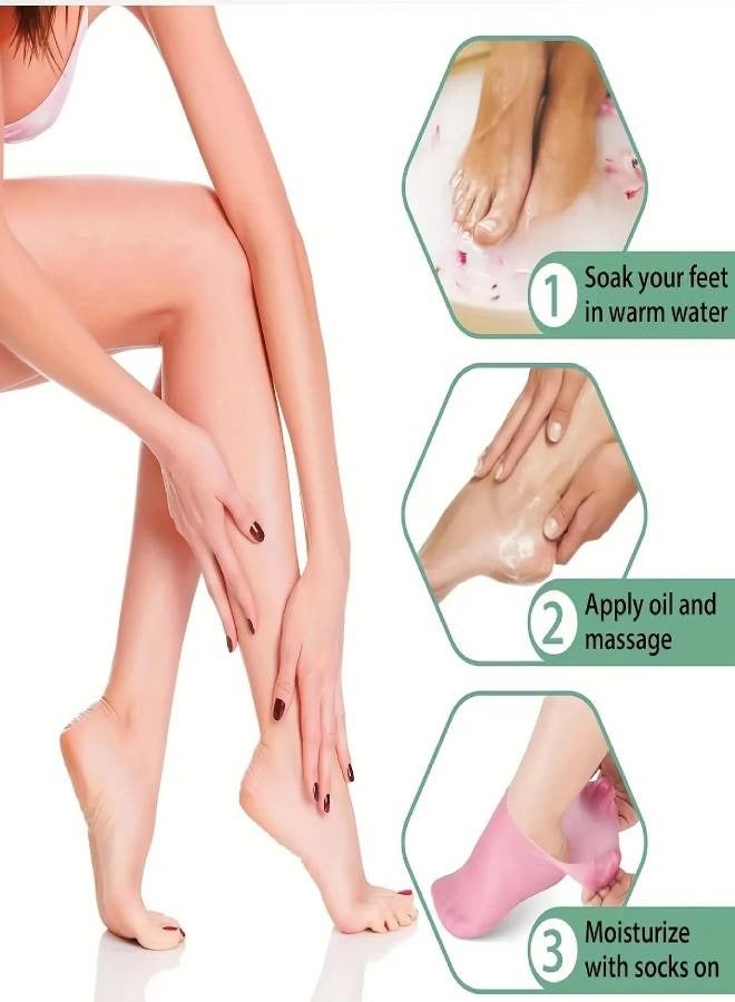 AROAQ Moisturizing Silicone Gel Socks for Dry Cracked Feet Nourishing Skin Lubricating Foot Care Massage Socks - Image 4