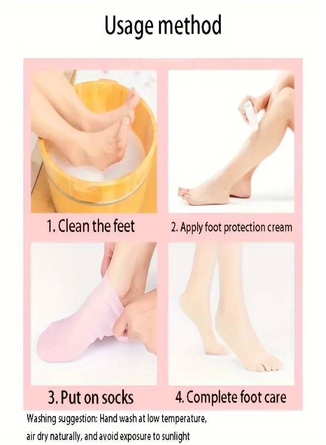 AROAQ Moisturizing Silicone Gel Socks for Dry Cracked Feet Nourishing Skin Lubricating Foot Care Massage Socks - Image 5