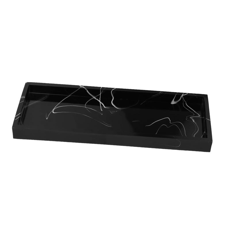 Elegant Black Marble Resin Storage Tray Non Slip Bathroom Organizer Home Decor - Image 2