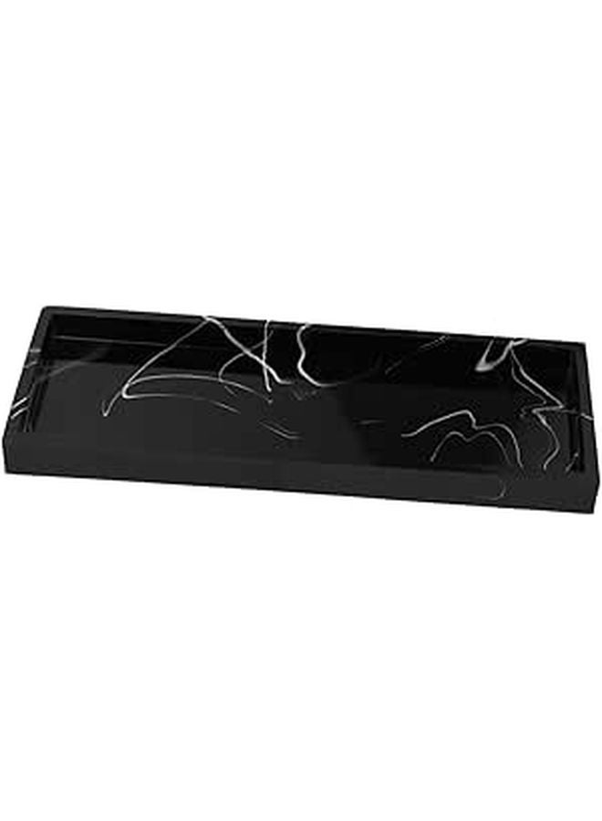 Elegant Black Marble Resin Storage Tray Non Slip Bathroom Organizer Home Decor - Image 1