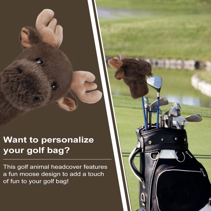 mytag Funny Golf Club Head Covers, Animal Plush Driver Headcover, Moose Golf Headcover Fits Standard 460cc Driver Head - Image 5
