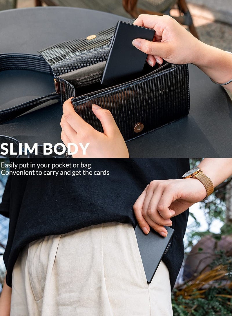 SOLARAE Card Wallet Pop Up Card Holder Credit Card Holder RFID Blocking Minimalist Slim Metal Case for Men Women (Black) - Image 5