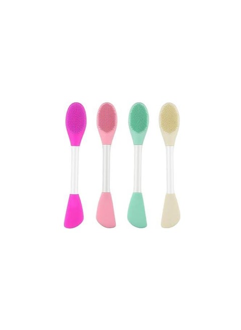 Silicone Face Mask Applicator, 2 in 1 Double-Sided Facial Scrubber Brush Tool, Double-Head Manual Cleansing Brush for Deep Gentle Exfoliating 1PCS (random color)