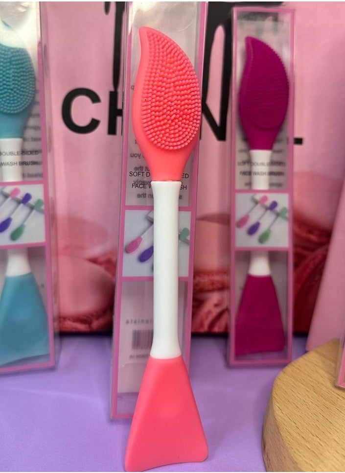 Generic - Silicone Face Mask Applicator, 2 in 1 Double-Sided Facial Scrubber Brush Tool, Double-Head Manual Cleansing Brush for Deep Gentle Exfoliating 1PCS (random color) - Image 1