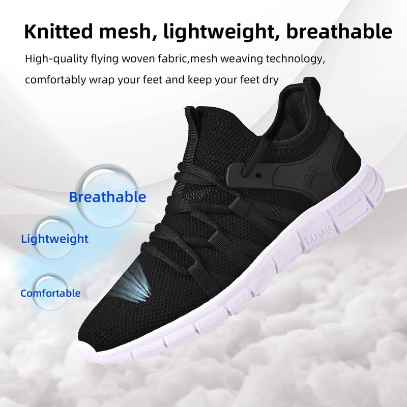 AOE Womens Walking Running Shoes Ultra Lightweight Breathable Mesh Tennis Shoes Non Slip Athletic Workout Gym Sneakers 8women / 7men Black/White - Image 2