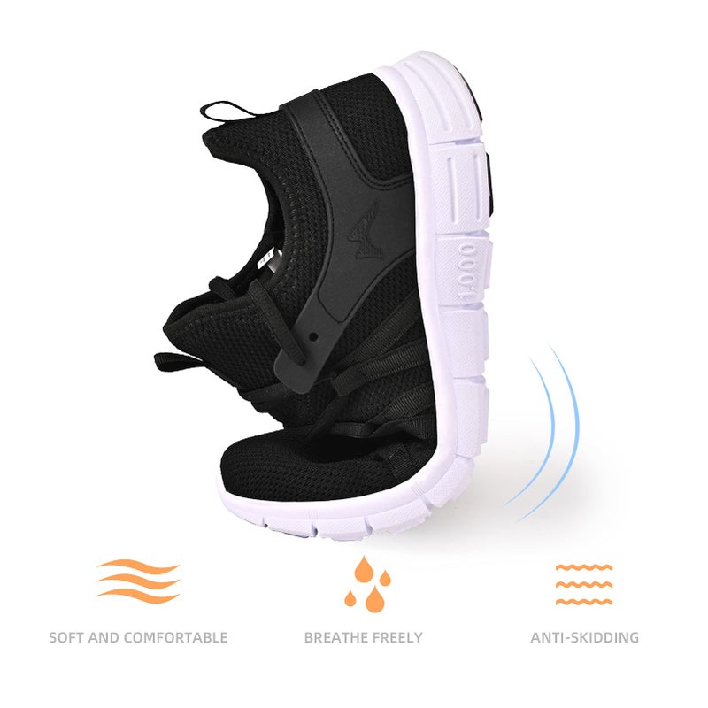 AOE Womens Walking Running Shoes Ultra Lightweight Breathable Mesh Tennis Shoes Non Slip Athletic Workout Gym Sneakers 8women / 7men Black/White - Image 4