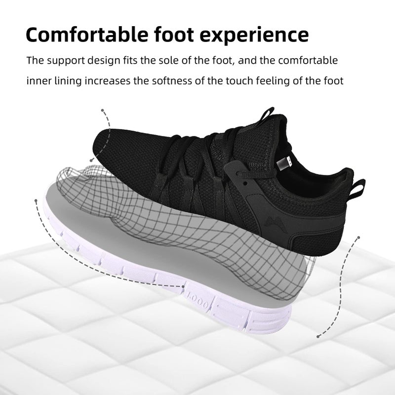AOE Womens Walking Running Shoes Ultra Lightweight Breathable Mesh Tennis Shoes Non Slip Athletic Workout Gym Sneakers 8women / 7men Black/White - Image 3