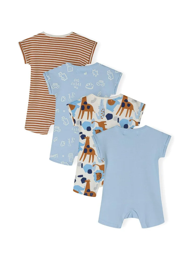 MINOTI 4-Pack Baby Rompers with Short Sleeves and Snap Closures