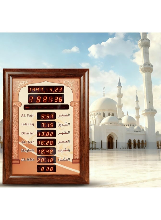 كروني ساعة حائط إسلامية رقمية LED AZ7058-6، ساعة حائط لأوقات صلاة المسجد، ساعة مسجد مع أذان كامل - Image 3