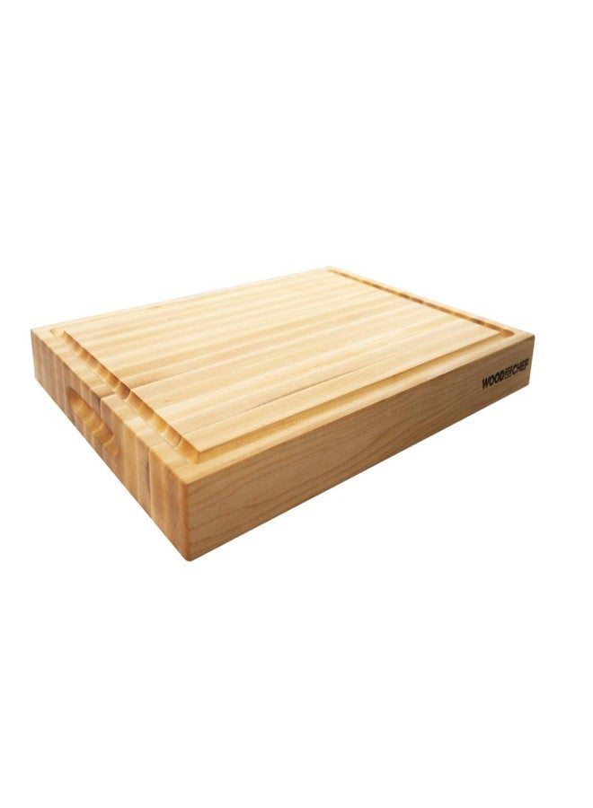 WoodForChef Medium Wood Cutting Board from Canadian Maple - A Reversible Butcher Block That Comes with Juice Groove for Cutting Meat and Juicy Veggies Easily - Maple Chopping Board - 16x12x1.5" - Image 1