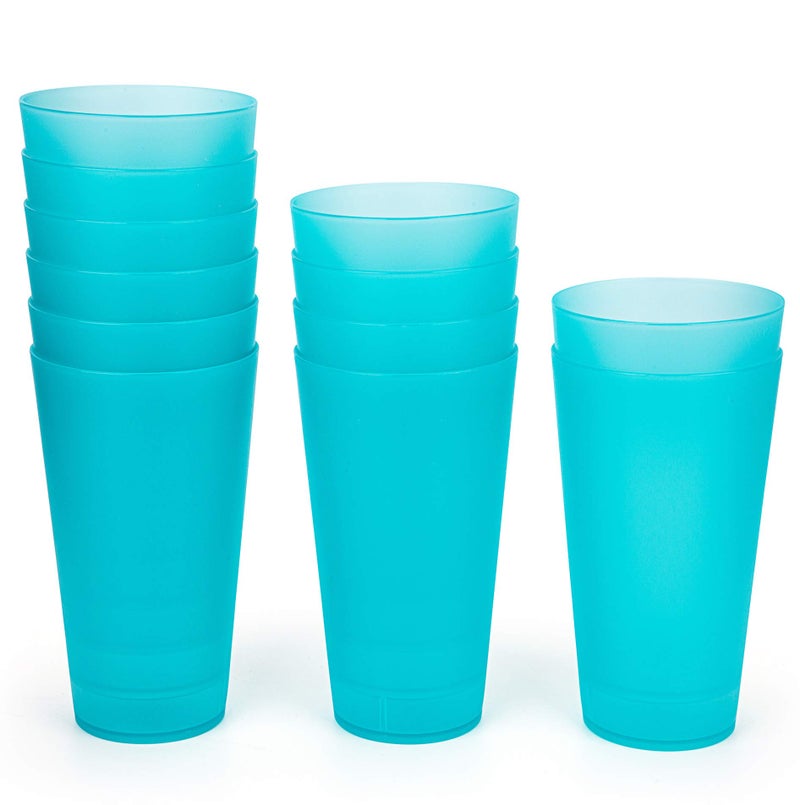 KXWARE 32ounce Plastic TumblersLarge Drinking GlassesParty CupsIced Tea Glasses Set of 12 Teal  Unbreakable Dishwasher Safe BPA Free