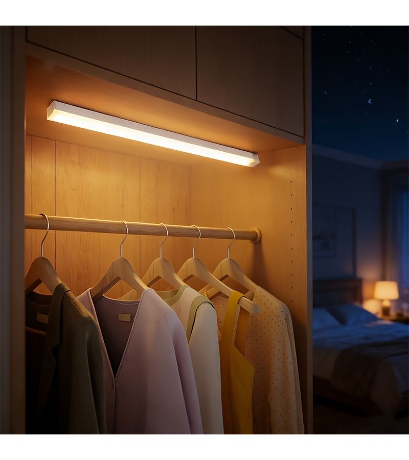 2 حزمة من أضواء LED الاستشعارية 30 سم 11.8 بوصة ضوء ليلي يعمل بالحركة قابل لإعادة الشحن عبر USB تركيب مغناطيسي ضوء دافئ لخزائن المطبخ والسلالم والممرات والمكتب المنزلي - Image 5