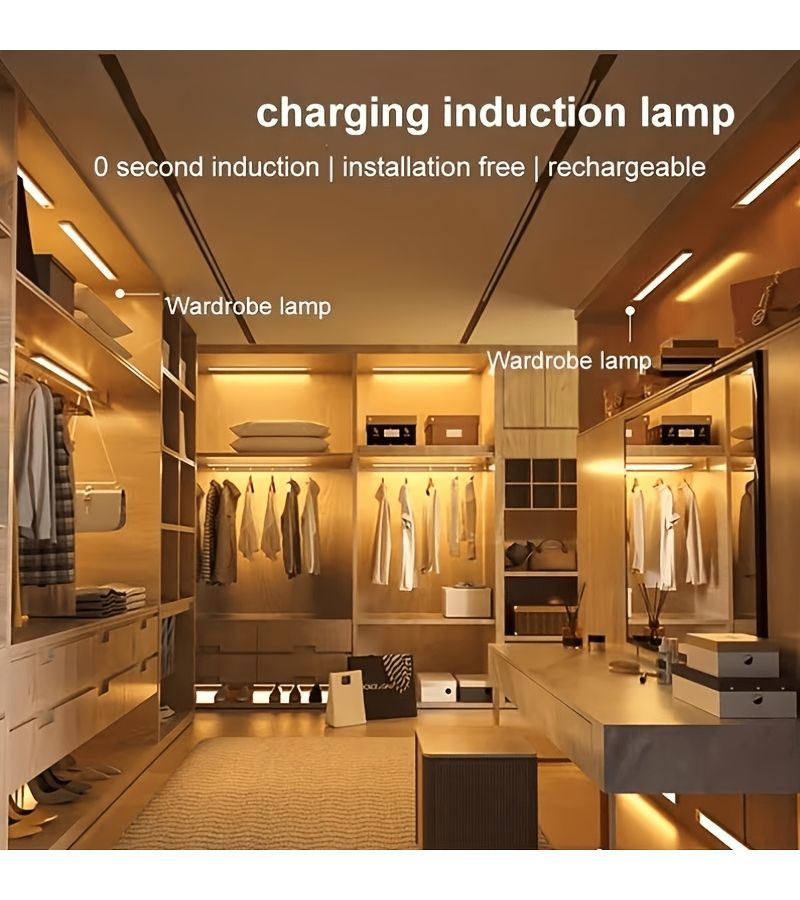 2 حزمة من أضواء LED الاستشعارية 30 سم 11.8 بوصة ضوء ليلي يعمل بالحركة قابل لإعادة الشحن عبر USB تركيب مغناطيسي ضوء دافئ لخزائن المطبخ والسلالم والممرات والمكتب المنزلي - Image 1