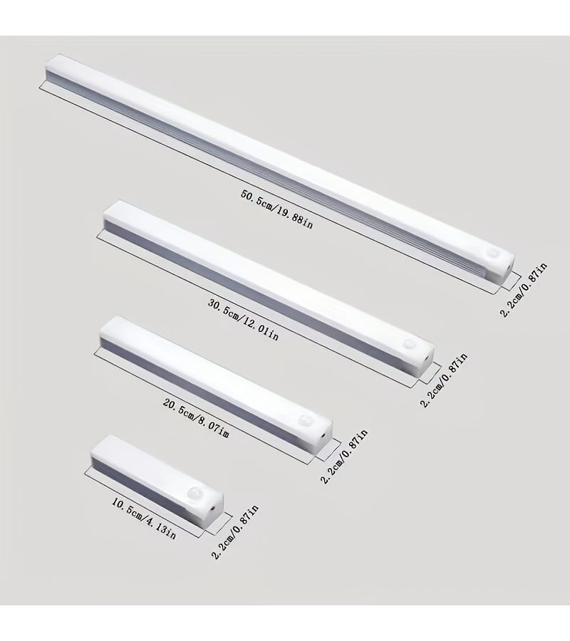 2 حزمة من أضواء LED الاستشعارية 30 سم 11.8 بوصة ضوء ليلي يعمل بالحركة قابل لإعادة الشحن عبر USB تركيب مغناطيسي ضوء دافئ لخزائن المطبخ والسلالم والممرات والمكتب المنزلي - Image 3