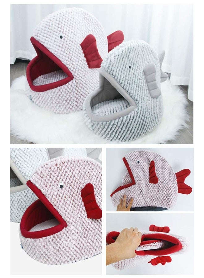 La La Pet® Plush Cat Bed Cave Calming Washable Pet House Bed Selfwarming Pet Bed Foldable Cat Sleep Tent Dog Nest Soft Puppy House Bed for Cats and Small Dogs(Red,L) - Image 2