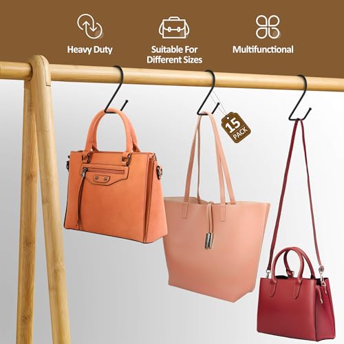 ZEDODIER 15 Pack Purse Hanger Closet, Bag Organizer Purse Hooks for Closet, Keeping Purses Visible and in Good Condition, Metal Hanging Backpack Holder Rack, Black - Image 2