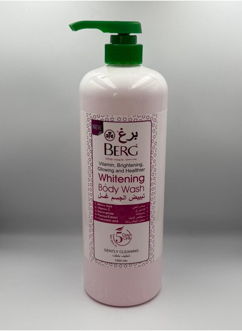 Berg Berg Natural Whitening Body Wash – Enriched with Amino Acid, Vitamin C, Niacinamide, Papaya Extract & Hyaluronic Acid (1250 ml) 